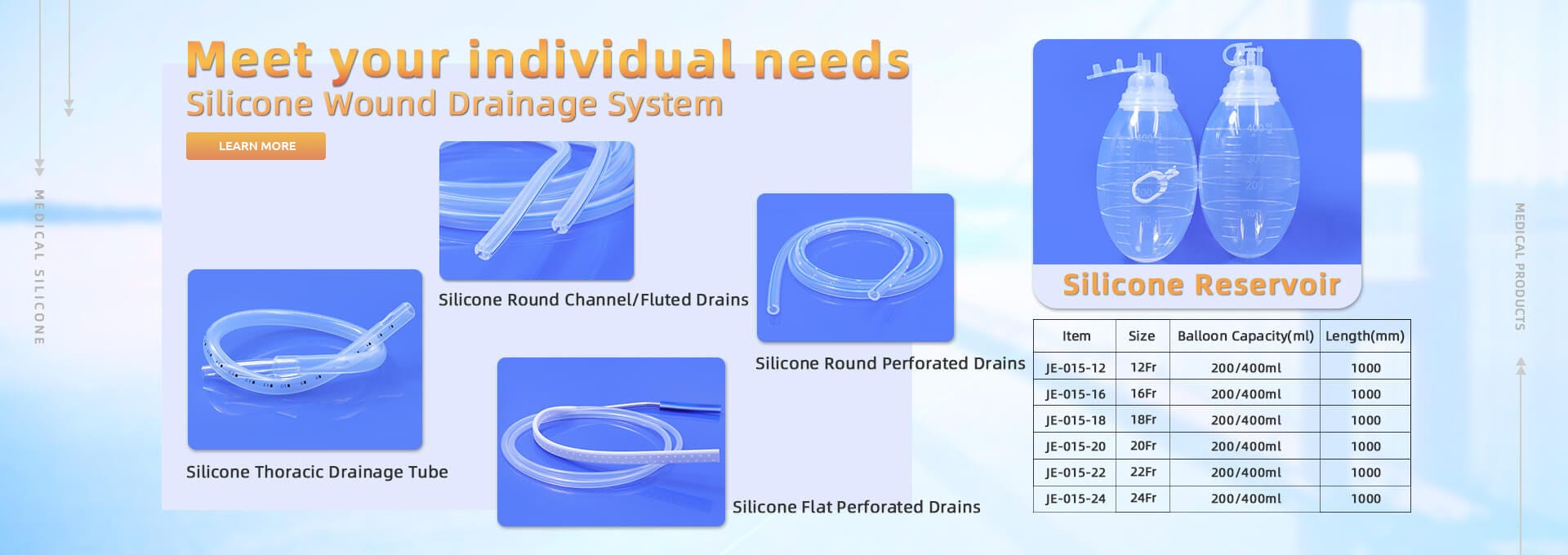 Silicone wound drainage system